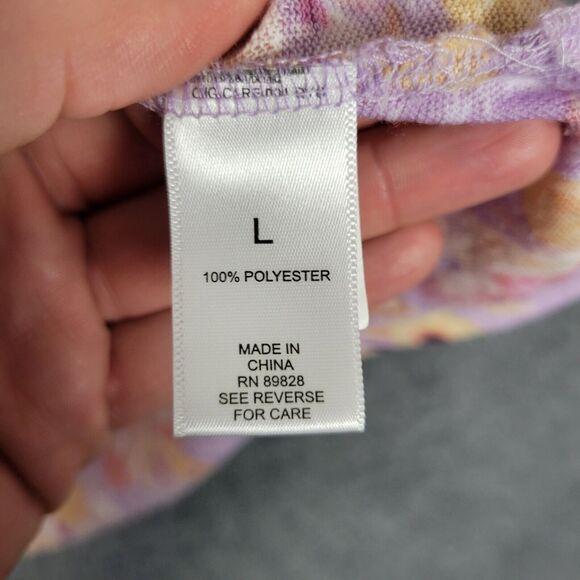 LOGO LORI GOLDSTEIN A500528 Pink Purple Floral Sweaterknit Joplin Top SIZE LARGE - Picture 12 of 14